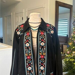 Savanna Jane Black Jacket with Multicolor Embroidery